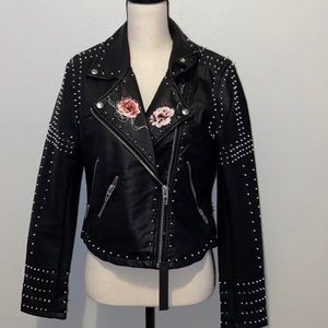 BLANK NYC Floral Moto Faux Leather Jacket